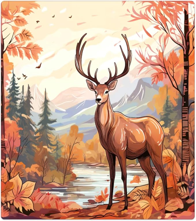 Pastel Autumn Elk Dishwasher Magnet Cover, Reusable Refrigerator Panel Stickers Microwave Front Door Covers Magnets for Kitchen Home Appliances Holiday Party Decorations 23 X 26 in