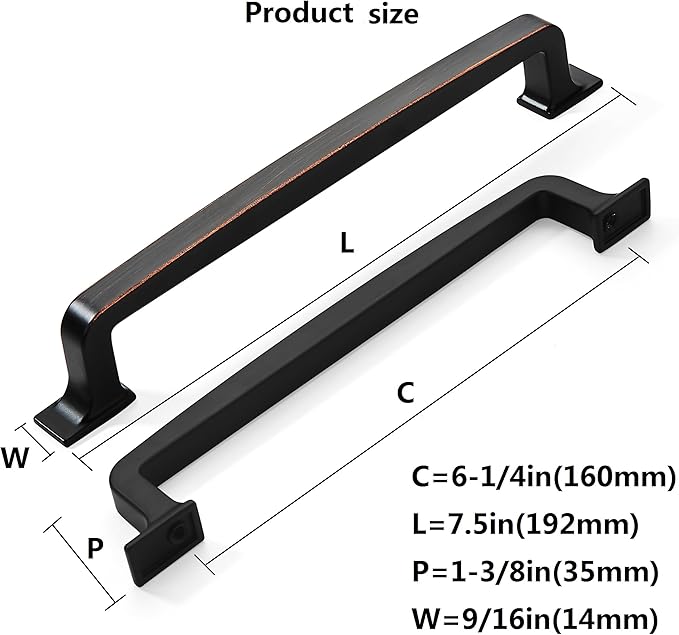 Khtumeware 10 Pack 6-1/4 Inch Oil Rubbed Bronze Cabinet Pulls and Drawer Pulls for Kitchen Cabinets and Cupboards