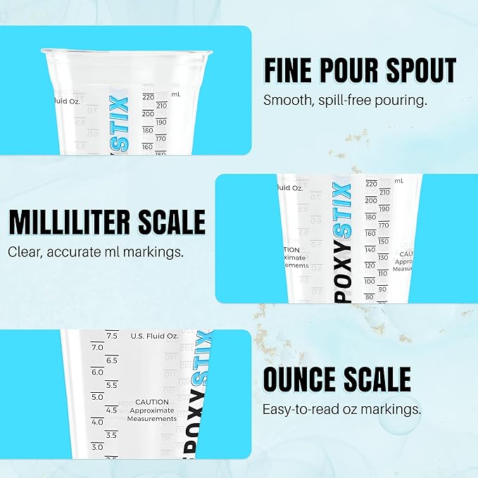 [Pack of 100] 10oz Disposable Graduated Measuring Cups for Mixing - Measurements in mL and Oz - Multipurpose Reusable Cups for Paint, Epoxy Resin, Stain, Liquid Mixing Cups