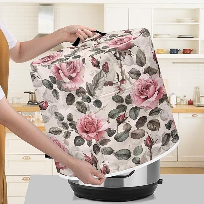 Pink Rose Dust Cover Instant Pot Heavy Duty Waterproof Dust Pressure Cooker Cover Case for Instant Pot Pressure Cooker Instant Pot Appliance Covers Pressure Cooker Size L