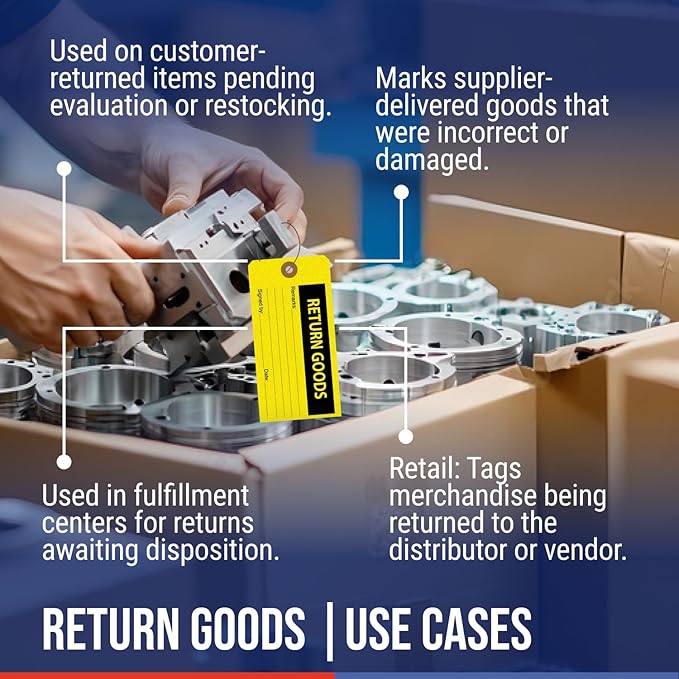 Tags 4 Less Production Quality Control Hang Tags – Equipment Preventative Maintenance Labels, for Easy Record-Keeping for Inventory Status (Return Goods, Pack of 100)