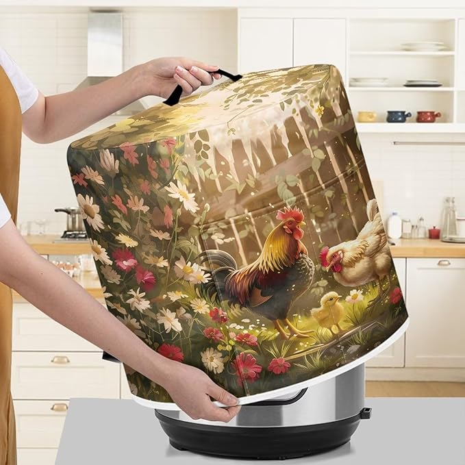Chicken Air Fryer Cover for 3 Quart Electric Pressure Cooker with Pocket, Dust-proof Appliance Covers for Kitchen Counter Small Appliance Accessories with Pockets