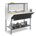 KoolMore 3-Pan Open Well Electric Stainless Steel Steam Table Food Warmer for Buffets with Sneeze Guard, Overshelf, Undershelf, Warming Control Knobs, Front Serving Area [120V] (KM-OWS-3SG), Silver
