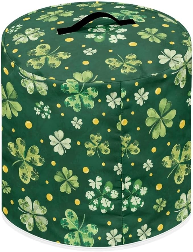Xoenoiee Green Clover Print Kitchen Appliance Dust Cover with Pockets, Electric Pressure Cooker Cover Compatible with Crock Pot for St.Patrick's Day Decor, Rice Cooker Covers, for 3 Qt