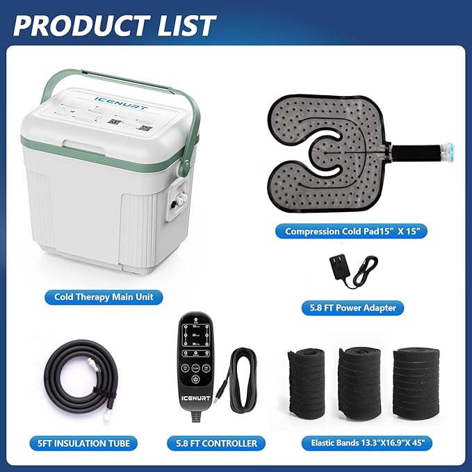 Cold Therapy Machine w/Programmable Timer, Ice Machine for Knee After Surgery, Knee Replacement Recovery, Cryotherapy System Pain Relief, Universal Pad for Shoulder, Hip and Ankle