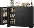 HOSTACK Buffet Cabinet with Storage, Modern Sideboard Buffet with Doors, Wood Coffee Bar Kitchen Storage Cabinet with Drawer and Adjustable Shelf for Kitchen, Dining Room, Living Room, Black