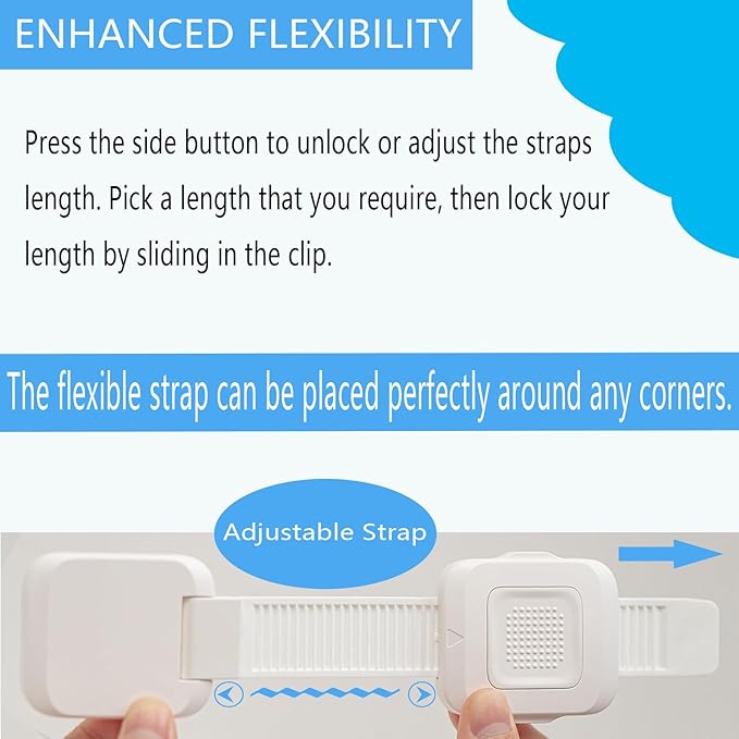 YEYA Upgraded No Drill Furniture Anchors for Baby Proofing, Anti-Tip Adjustable Straps, Strong Adhesive Backing 4 Pack