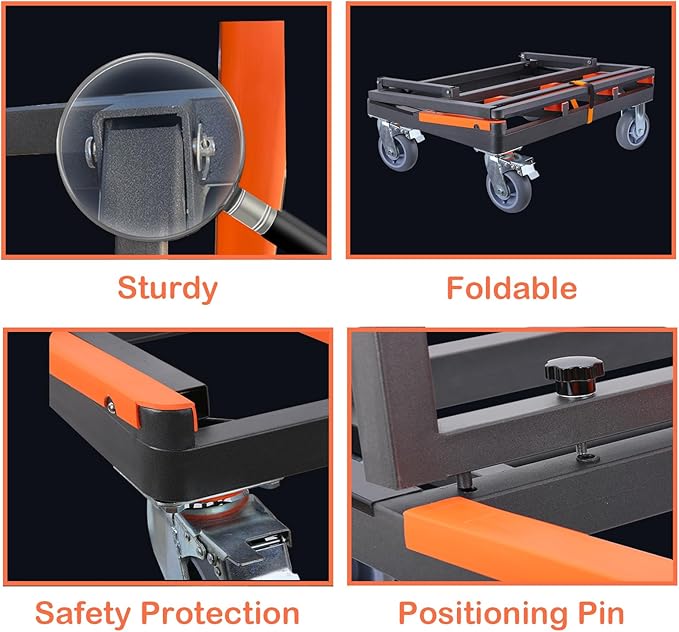 Folding Drywall Cart Heavy Duty,Panel Cart Load 2200 lbs Capacity,Drywall Dolly with Rubber Swivel Casters,Panel Dolly Handling Plywood Sheetrock Glass and Windows Service