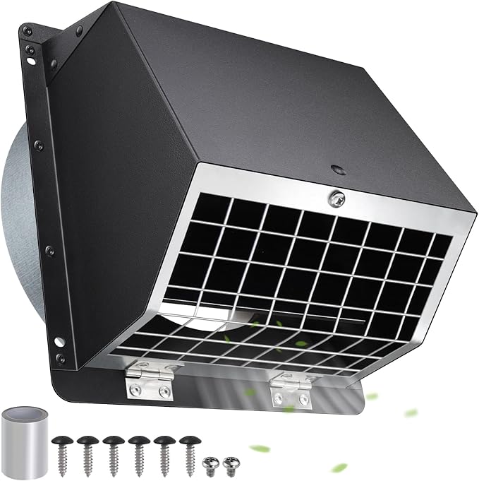 6" Wall Vent with Screen & Flap,Dryer Vent Cover Outside 6 Inch Vent Cover Exterior Wall Vent Hood,Outdoor Dryer Exhaust Vent Cover for Kitchen Bathroom Exhaust Fan,Range Hood,Laundry Air Ventilation