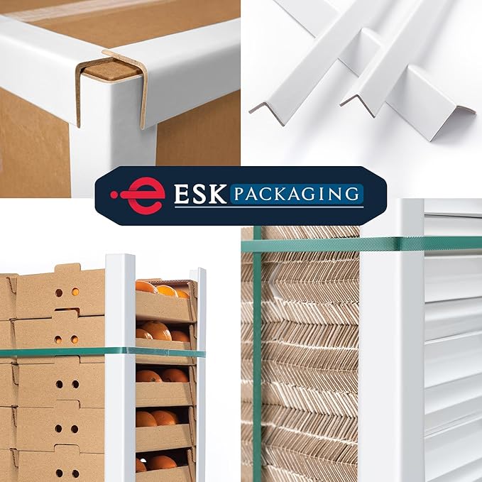 Cardboard Edge Protectors for Shipping - 2"W x 2"D x 48"L, Light Duty .120 ga, Pallet Corner Protectors, Angle Boards, White, 50/Pack