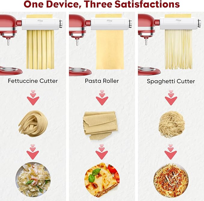 Pasta Attachment for KitchenAid Stand Mixer, 3-1 Pasta Maker Kitchenaid Attachment, Included Pasta Sheet Roller, Spaghetti Cutter, Fettuccine Cutter, Pasta Maker Machine by TPGSING