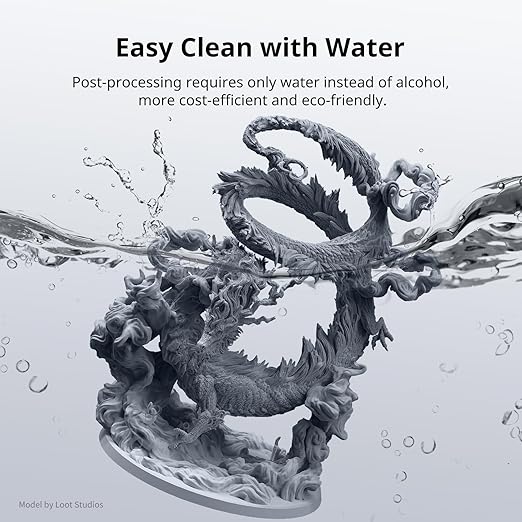 ANYCUBIC Water Washable 3D Printer Resin 2.0, 405nm High Precision 3D Resin, Low Shrinkage Photopolymer Resin for 4K/8K/12K Capable LCD DLP Resin 3D Printer (Grey+Clear, 2kg)