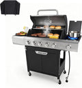 Endark Upgraded 58,500 BTU 5-Burner Stainless Steel Propane Gas Grill – Outdoor BBQ Grill with Side Burner & Porcelain Grates, Barbecue Grill Wheeled for Patio, Garden, Backyard