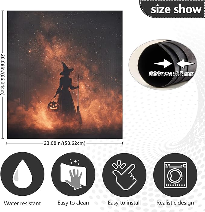 Halloween Witch Pumpkin Black Dishwasher Magnet Cover Front Door Magnetic Dishwasher Cover Decorative Refrigerator Magnet Covers Appliances Stickers for Kitchen Home Decor, 23" x 26"