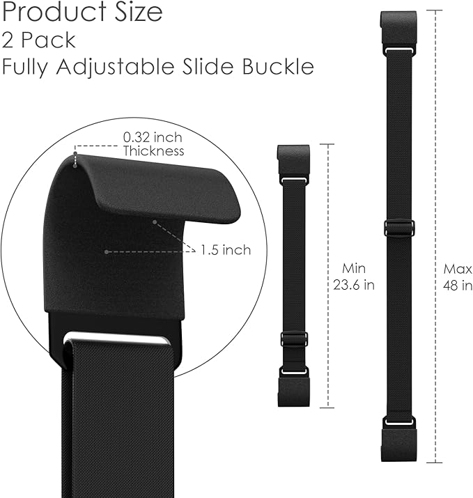 2Pcs Raccoon-Proof Trash Can Locks - Metal Double Claw Strap for 28-96 Gallons, Adjustable Anti-Rust Bungee Cord, Universal Outdoor Waste Bin Lid Lock (Black)