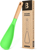 Cooking Spoon for Nonstick Cookwares, Great for Cooking and Serving Sturdy BPA-Free Matte Silicone, Wood Handle Spoon for Mixing, Scoop, and Scrape (APPLE GREEN, 11.4 inch)
