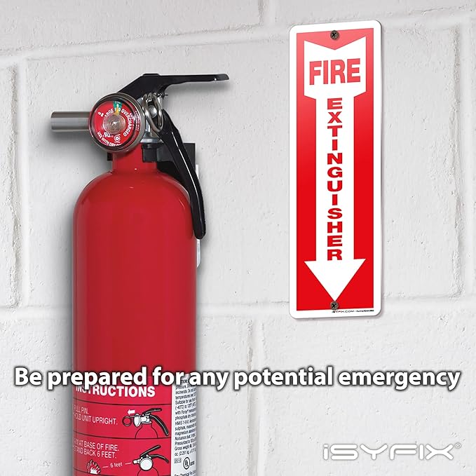 iSYFIX Fire Extinguisher Sign – 2 Pack 4x12 Inch – 100% Rust Free .040 Aluminum Signs, Laminated for Ultimate UV, Weather, Scratch, Water and Fade Resistance, Indoor and Outdoor