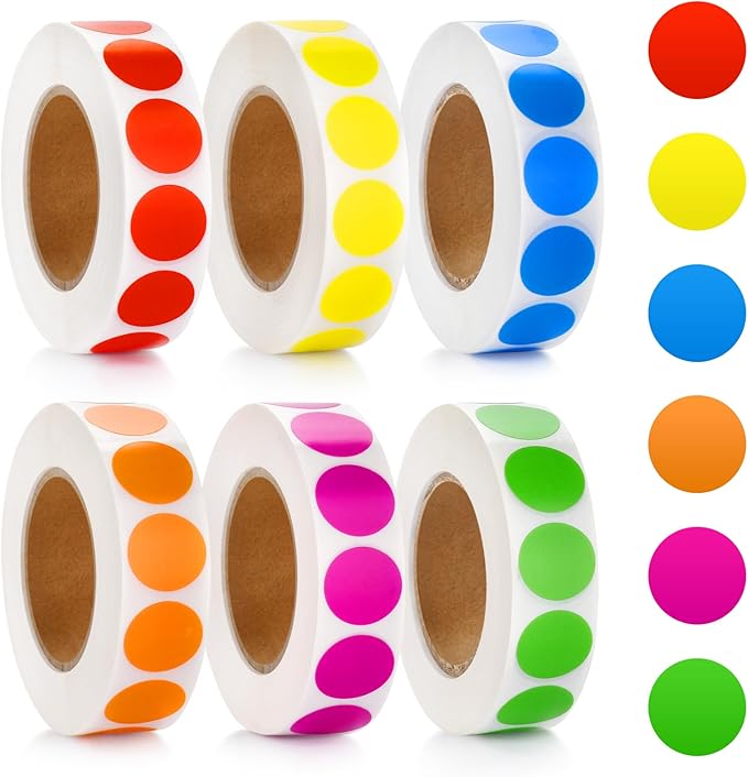 6000 Pcs Colored Dot Stickers, Circle Color Coding Labels, Garage Yard Sale Price Stickers, Office Classroom Decor Must Haves Supplies, Pricing Tag Labels
