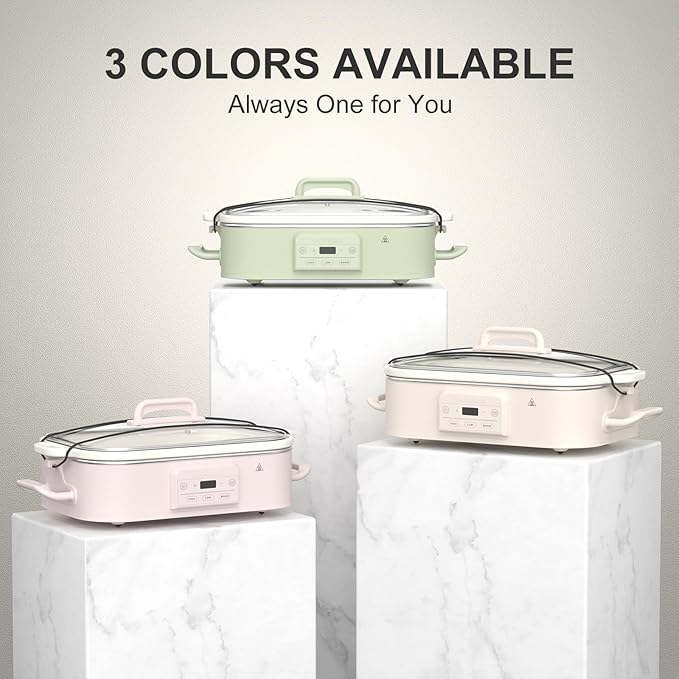 4 Quart Casserole Programmable Slow Cooker with Ceramic Baking Dish - Perfect Kitchen Small Appliance for Family Dinners, Oven Safe and Durable Bakeware for Lasagna, Roasts (Oatmeal)