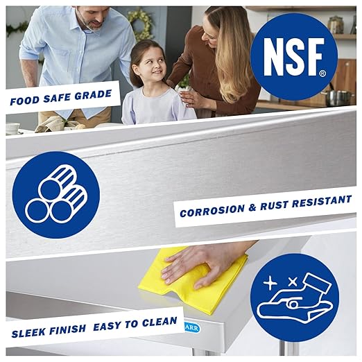 Stainless Steel Table Commercial Stainless Steel Prep Table 18 x 30 Inch, NSF Metal Commercial SS Kitchen Prep Worktable for Restaurant Kitchen Garage Warehouse