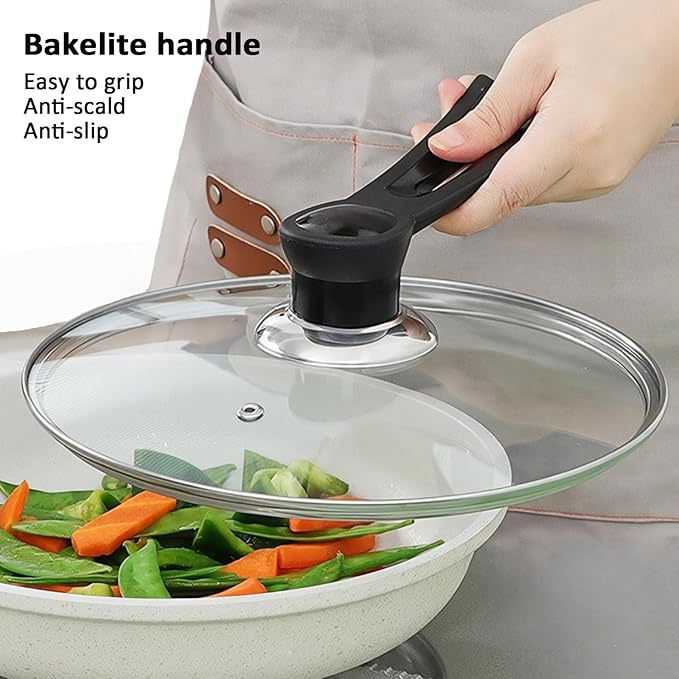 Glass Lids For Pots, Pans and Skillets, Available in Small and Large Lid 10.25, 11, 12, 12.5, 13.5 and 14 Inch,Replacement Tempered Clear Glass Lids with Steam Vent,Standable Pan Cover