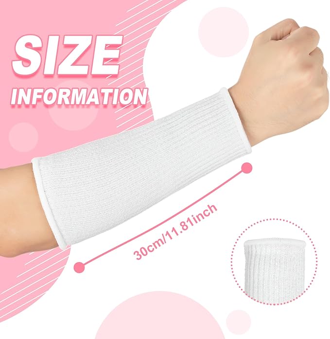 Sintege 3 Pairs Arm Protectors for Thin Skin and Bruising Cut Resistant Forearm Sleeve Level 5 Arm Burn Protection Sleeve (White, Purple, Pink,12.6 Inch)