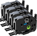 Labelife 18mm Black Label Tape TZe-345 Replacement for Brother P Touch Label Tape 18mm 0.7 Laminated White on Black TZe TZ Tape TZe345 for Brother PT-D400 PT-D410 PT-D600 PT-D610BT Label Maker, 4-Pack
