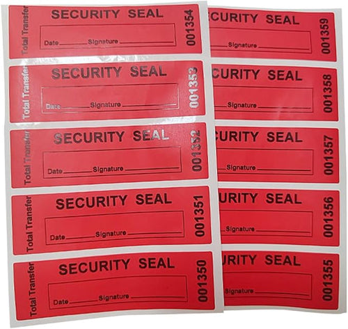 100pcs 1"x3.35" Total Transfer Tamper Evident Stickers, Writable Security Void Labels with Serial Numbers, Torn up Invalid Safety Seals， for Shipping, Privacy Protection (Red, 500pcs)