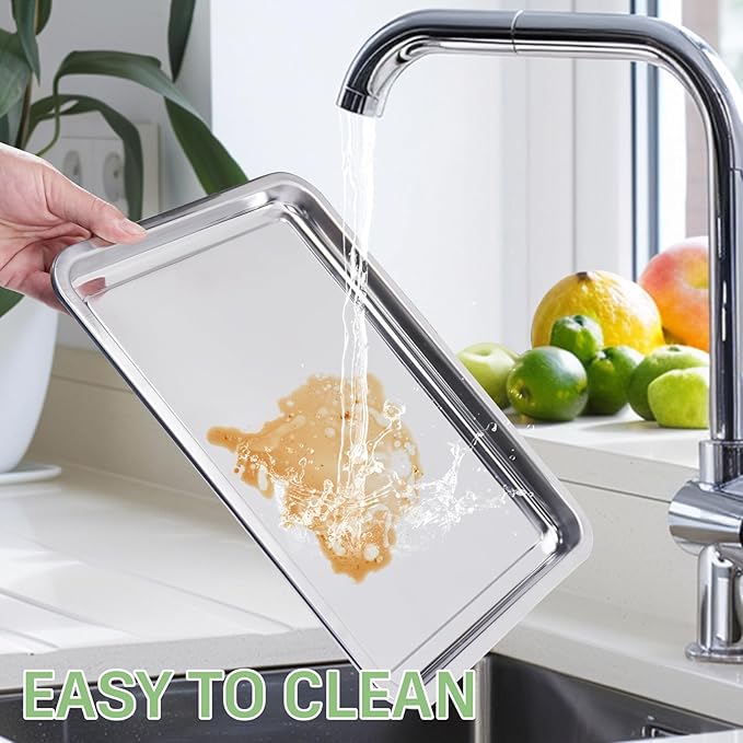 Extra Thick Air Fryer Basket for Full Size Oven,2 PCS-Set,Air Fry Basket & Crisper Tray Pan,Easy Cleaning and Crispy Results,Stainless Steel Air Fryer Accessories,with one Removable Handle,15''×11''