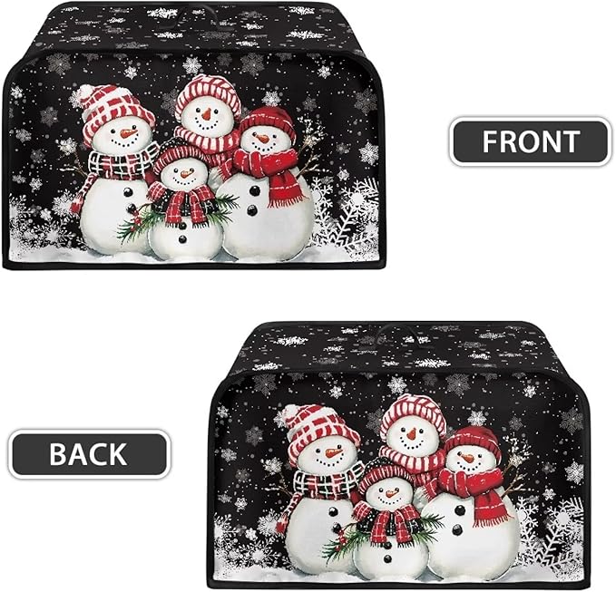 Snowman Family 6-8 Qt Slow Cooker Dust Cover for Holiday Slow Cooker Cover Holder with Pocket Dust Cover Kitchen Small Appliance Dust Covers Small Kitchen Appliance Covers