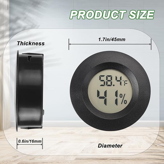 Mini Hygrometer Digital Thermometer Humidity Meter 10 Pack Hygrometer Thermometers Indoor/Outdoor Humidity Monitor Reptile Thermometer for Greenhouse Garden Cellar Fahrenheit(℉)/ Celsius(℃)