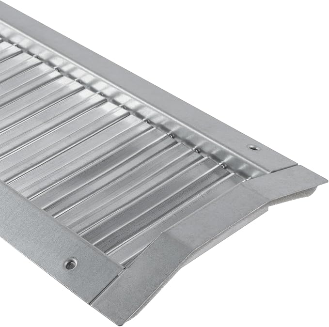 17" x 5" Grille for Round Spiral Duct - Galvanized Steel Register Vent Cover for HVAC Ducting System - 1 Way Adjustable Louver Blades - Air Duct Ventilation Grill Conditioner/Air Exhaust