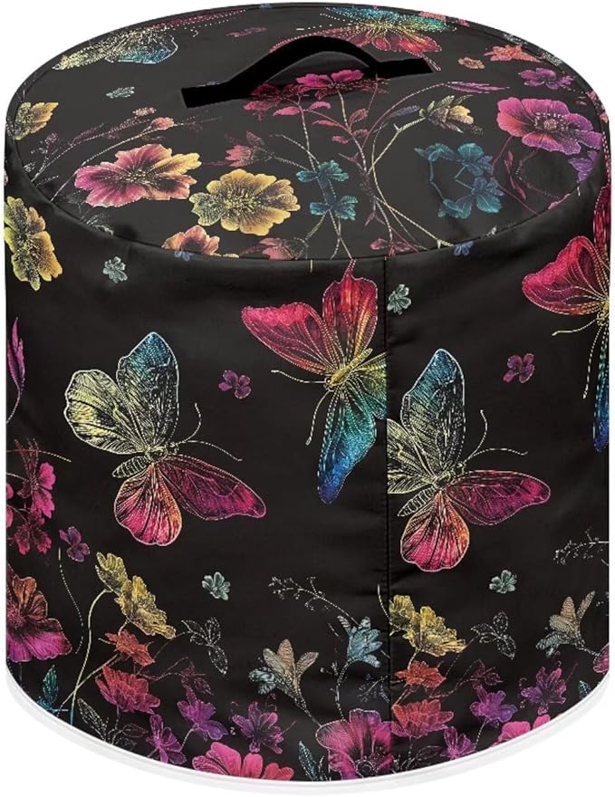 Butterfly Pressure Cooker Cover for Women Flower Print Instant Pot Cover with Handle and Pocket for Rice Cooker Air Fryer Universal Kitchen Appliance Covers Storage Case Gifts