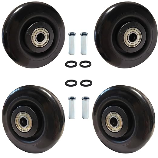 4 Inch PU Caster Wheels, Set of 4-3/8" Bore, Heavy Duty Plate Casters, Replacement Wheels for Trailer, Saw Table, Stage Toolbox, Bed, Corn Board - Push Cart Wheel