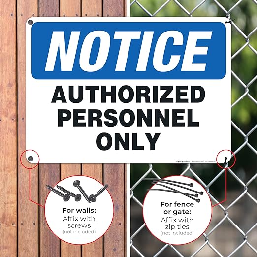 Authorized Personnel Only Sign, 10x14 Inches, 55 mil Thick HDPS (High Density Polystyrene), Made in USA