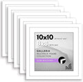 Americanflat 10x10 Picture Frame with Polished Plexiglass - Set of 5 - Use as 8x8 Frame with Mat or Display 10x10 Photo Without Mat - Galleria Collection - Square Frames or Tabletop and Wall - White