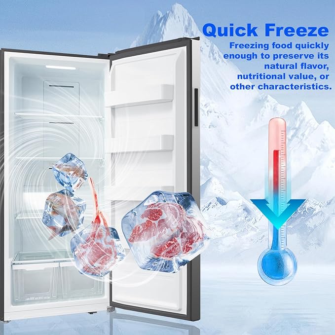 SMETA Upright Freezer with Drawers 21 Cu. Ft, Stand Up Freezer Frost Free, Garage Ready, Energy Saving, Led Light, Standup Full Size Freezerless Standing Freezer for Home, Office