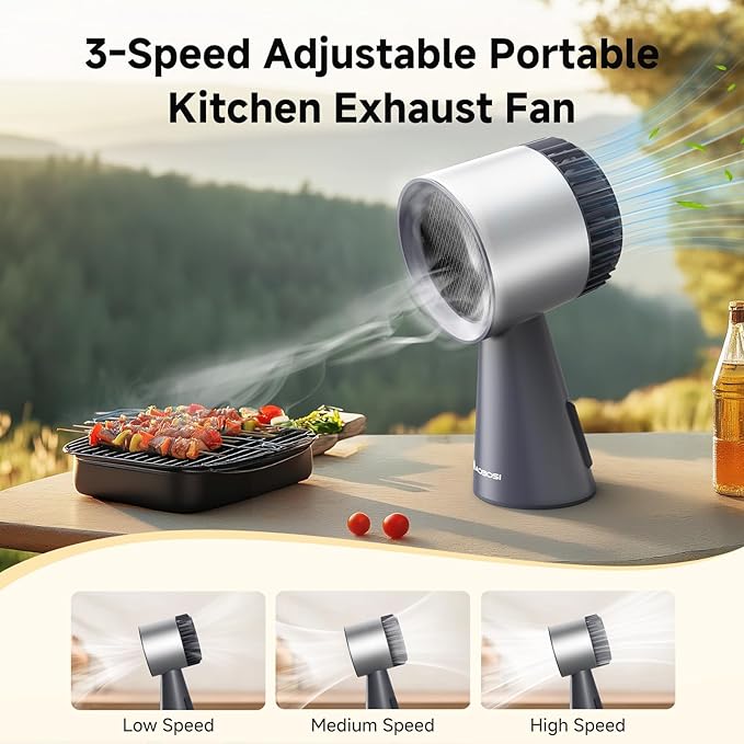 AAOBOSI Portable Range Hood,Desktop Range Hood with Larger Caliber,3 Speed Kitchen Exhaust Fan, Low Noise,Oil Collection Cup,10xAir&Oil Filters,Portable Kitchen Hood for Indoor&Outdoor,RV