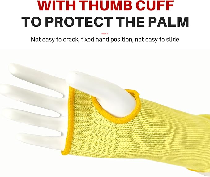 Cut Resistant Sleeves With Thumb Hole,Thin Skin Arm Protection Sleeves And Bruising, Kevlar Sleeves,For Gardening, Welding, Kitchen,For Women, Men, Elderly(Yellow, 11.8 in)