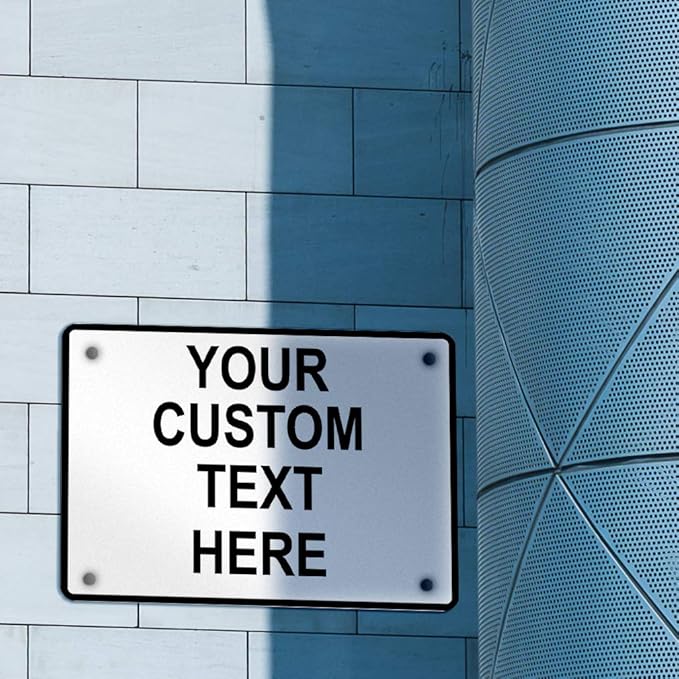 Aluminum Weatherproof Metal Sign Multiple Sizes Custom Personalized Text Here White Black Traffic Regulation Horizontal Street Signs 10x7Inches