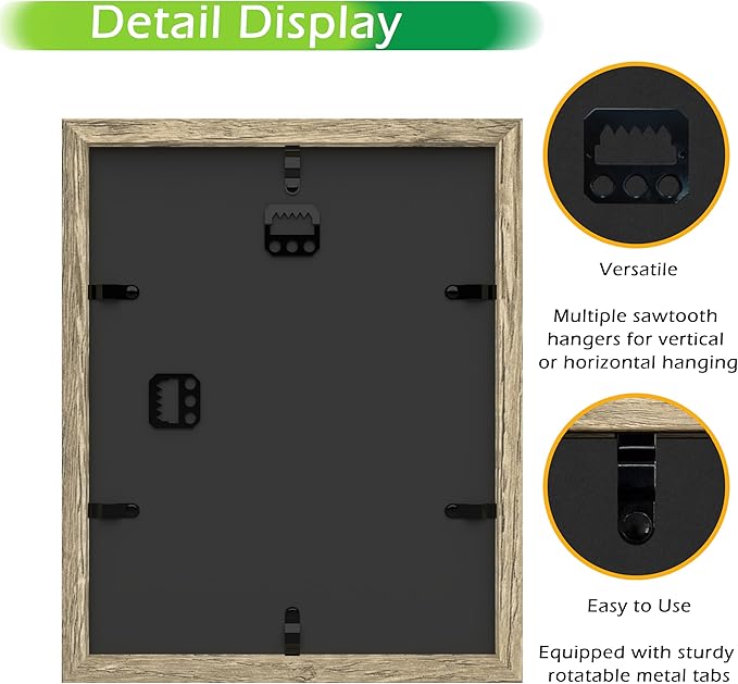FrameWorks 8x10 Driftwood Wooden Shadow Box Frame – Soft Felt Back, Tempered Glass, and Included Elegant White Ball Push Pins
