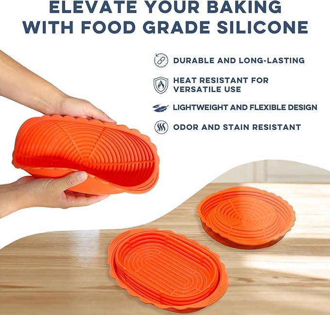 Cultures for Health Silicone Banneton Bread Proofing Basket | Complete Non-Stick Set of Two | 9-Inch Round & 10-Inch Oval Sourdough Proofing Basket | Ideal for Sourdough and Bread Baking Easy to Clean