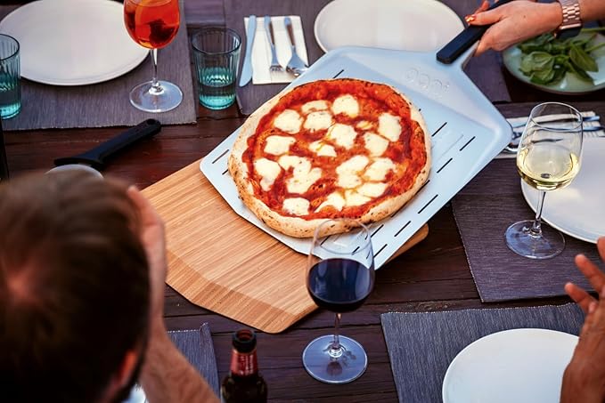 ooni 14” Perforated Pizza Peel – Long Handle Perforated Aluminium Pizza Paddle – Lightweight Pizza Turning Peel Outdoor Pizza Oven Accessories