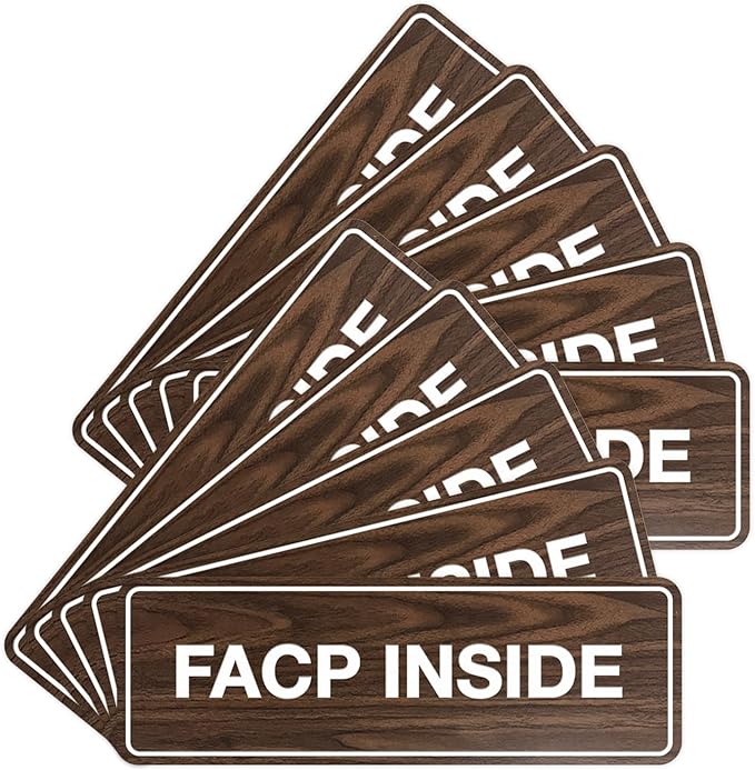 Signs ByLITA Standard FACP Inside Sign | Fire Safety Signage (Walnut) - Large 10 Pack