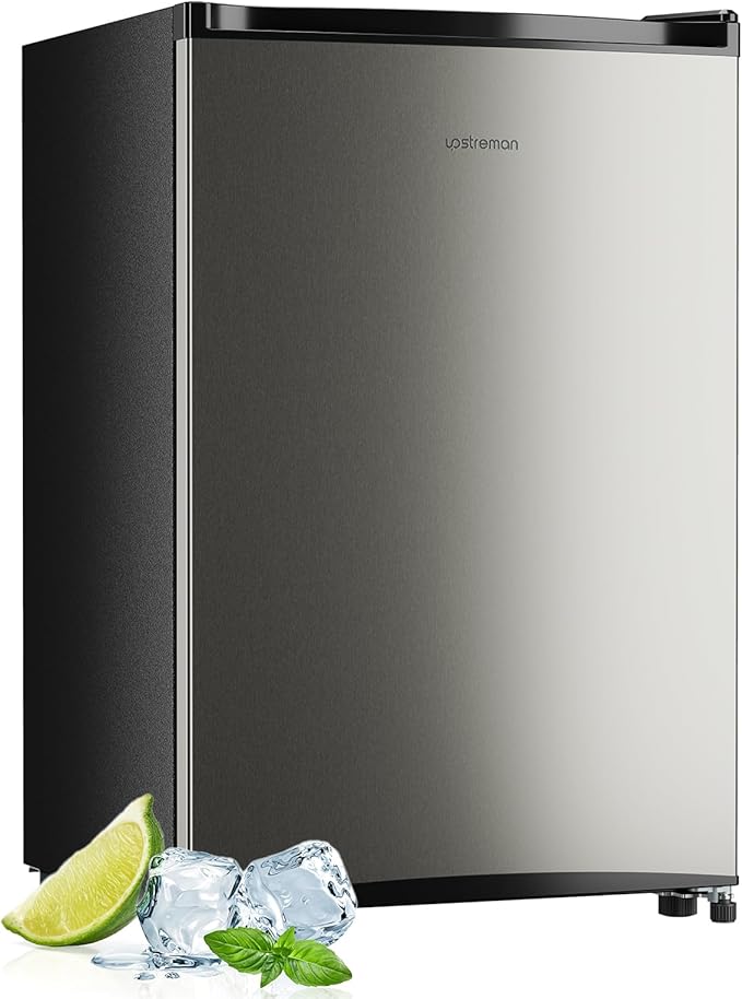 Upstreman 3.0 Cu.ft Small Mini Freezer Upright Freezer with Reversible Door, Fast Cooling, 5 Adjustable Thermostat, Stand Up Freezers with Ice Trays Defrosting Tools for Home, Dorm (Silver)