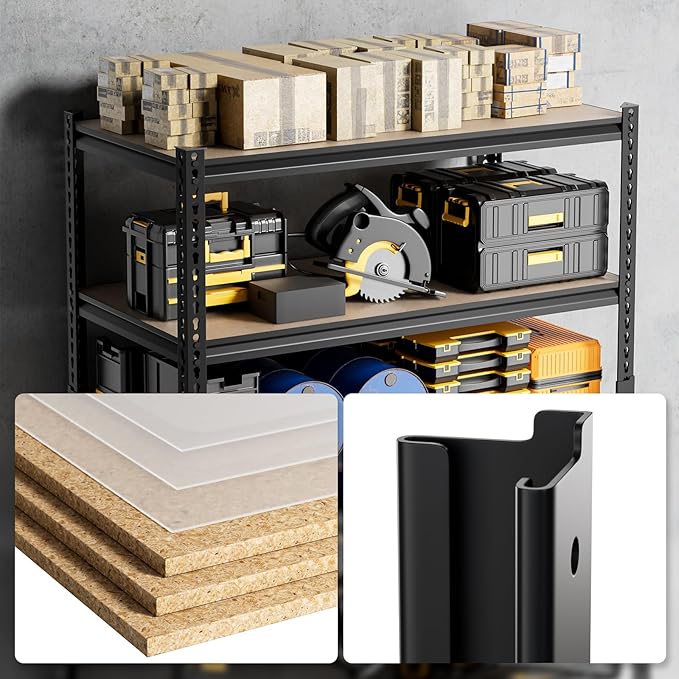 5-Tier 40”W X 19.7”D X 71”H Garage Storage Racks 2500LBS Garage Storage Heavy Duty Adjustable Metal Basement Shelving (Black)