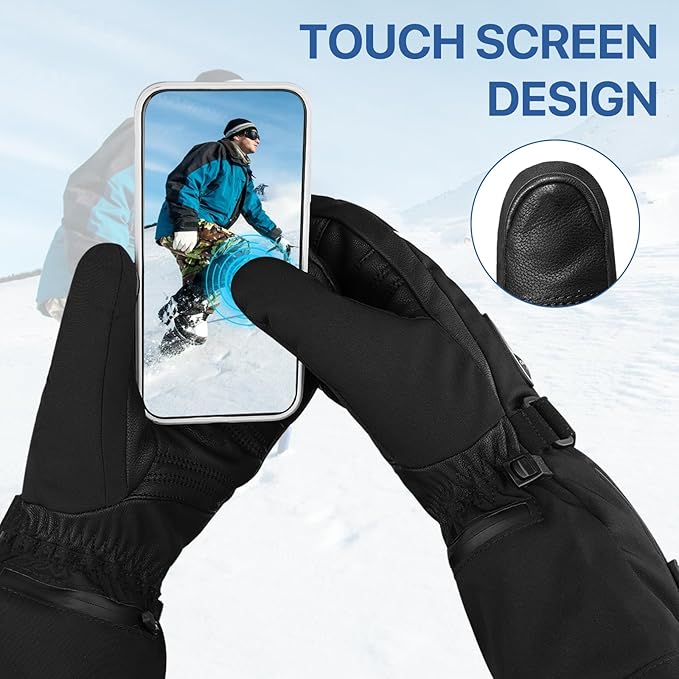 SNOW DEER Heated Mittens Gloves for Men and Women, 7.4V 2200MAH Electric Rechargeable Battery Ski for Winter Skiing Skating Snow Camping Hiking Heated Arthritis Hand Warmer Gloves