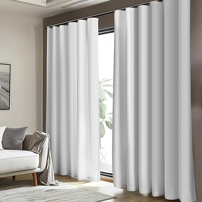 Room Divider Blackout Curtain Track Curtains Wall Dividers Panels Screen for Living Rooms Bedroom Office Privacy Partition Separation, W100 × L84 Inch,1 Panel, White