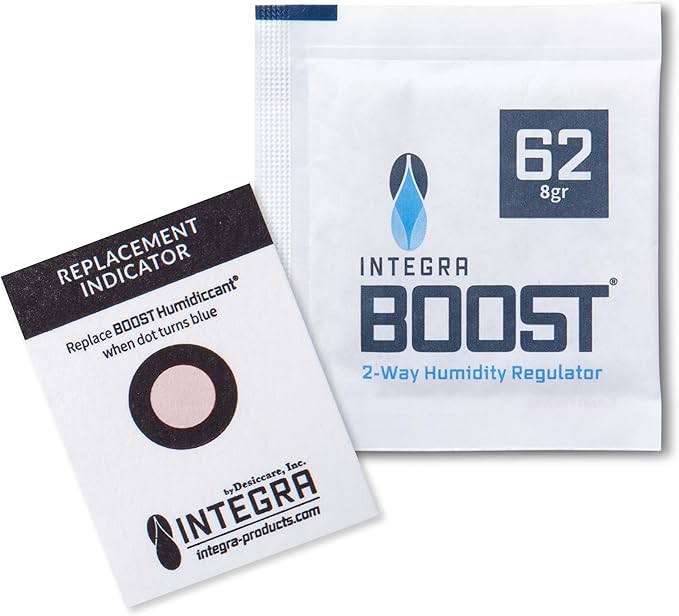 Integra Boost 2-Way Humidity Control Pack - Preserve Flavor & Control Humidity at 62% RH - Moisture Absorber for Herbs, Spices & More - 8 Gram (Pack of 20)