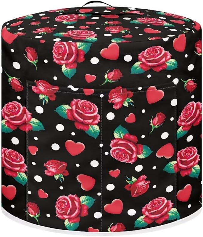 Dust Cover for 3 Quart Instant Pot and Extra Accessories,Red Rose Print Dust Proof Easy to Clean Pressure Cooker Cover Electric Appliance Cover Air Fryer Accessories with Pocket